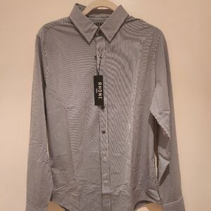RHONE Commuter Shirt Slim Fit Blue Flannel Stripe